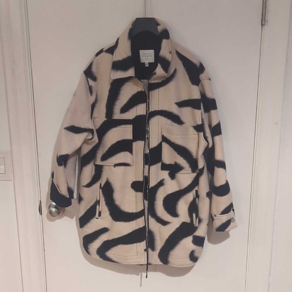Stylish Black and Cream Pea Coat